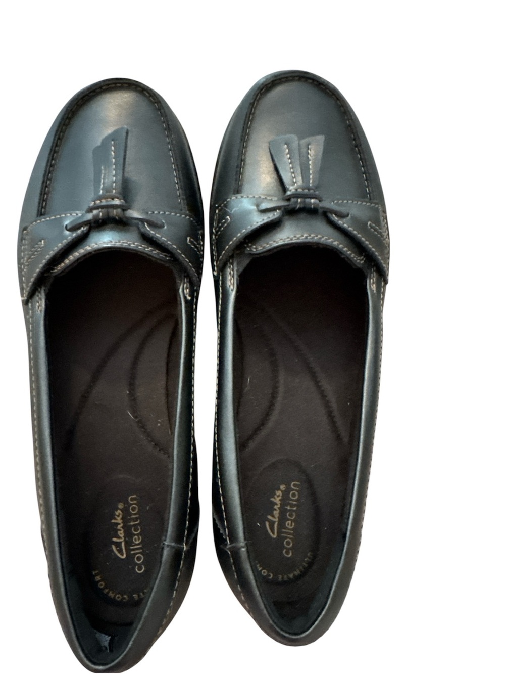Clarks Collection Ashland Bubble Loafers Womens Size 9 Wide Black Comfort Shoe